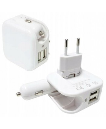 ADAPTER SIECIOWY SAMOCHODOWY 2 PORTY USB AC/DC