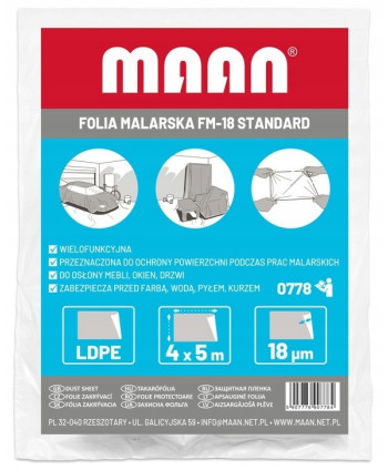 Folia STANDARD malarska FM-18 4 x 5 m GRUBA PLUS