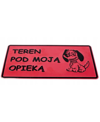 Tablica aluminiowa UWAGA PIES TEREN POD MOJĄ OPIEKĄ RYSUNEK 14x29 cm